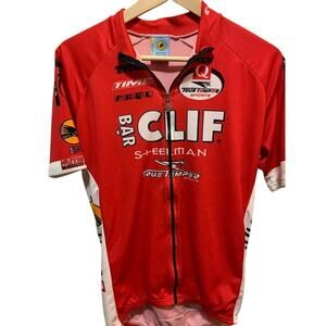 Clif Bar Cycling Jersey Mens XL Red Full Zip Bike Shirt Quadra True Time Sports